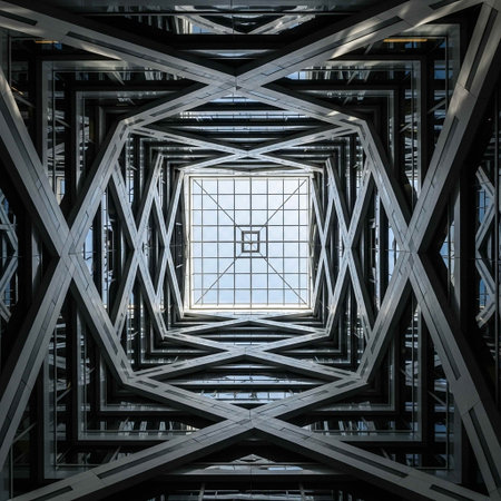 Architectural detail of a steel structure in London, UK.の写真素材