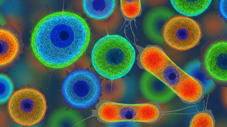 Virus cells. 3D illustration. Viruses and bacteria.の写真素材