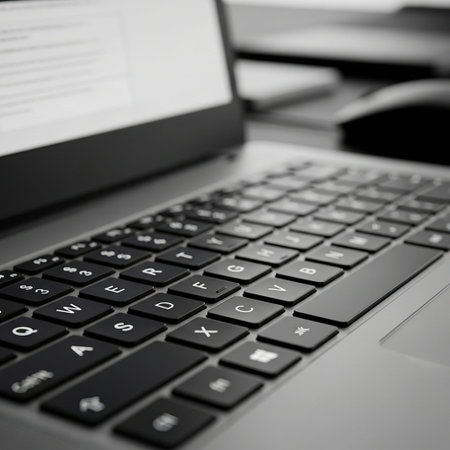Laptop keyboard close up with copy space for your text or image