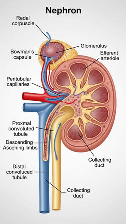 Anatomy of human kidney. Infographics. Vector illustration.