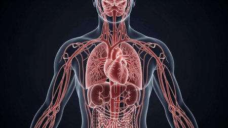 Human Heart with Circulatory system Anatomy For Medical Concept 3D Illustrationの写真素材