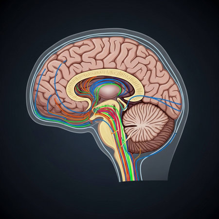 Human brain anatomy on a dark background. Vector illustration. Eps 10