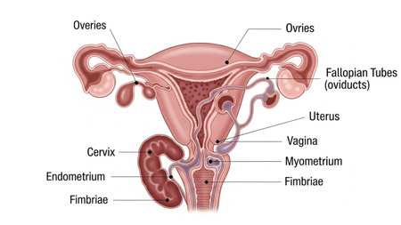 Anatomy of female reproductive system on white background (3d render)の写真素材