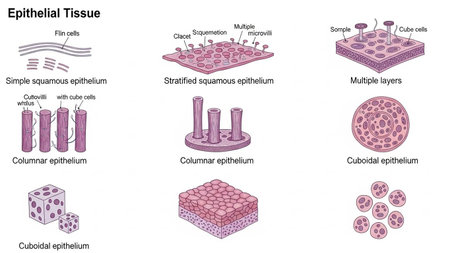 Diagram showing the structure of epithelial tissue. Vector illustrationの写真素材