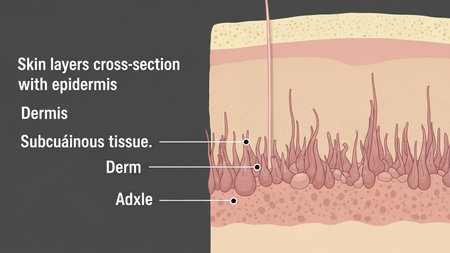 Diagram showing the structure of the skin. Skin problems. Vector illustrationの写真素材