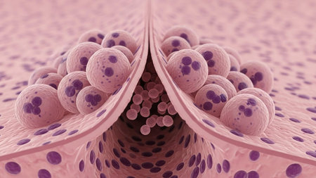 3d rendering of abstract background with cells in the shape of heart
