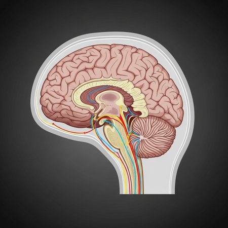 Human Brain Anatomy Isolated on Black Background. Vector illustrationの写真素材