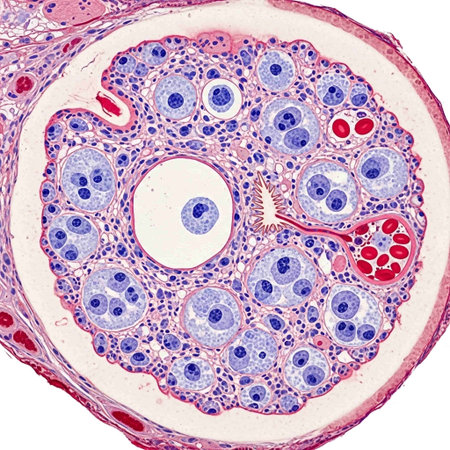 Histopathology of fibroids, light micrograph, photo under microscopeの写真素材