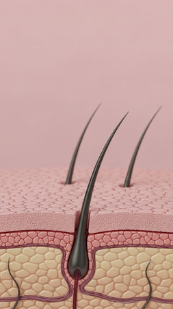 3D Illustration of a human skin with hair loss concept.の写真素材