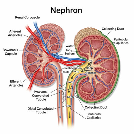 Anatomy of the human kidney. Infographics. Vector illustrationの写真素材