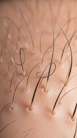 Close-up of human skin with hair follicles.の写真素材