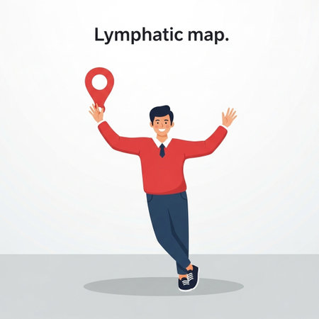 Young man with a map pointer. Vector illustration in flat style.の写真素材