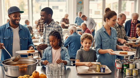 Cheerful multiethnic family in the kitchen at home.の写真素材