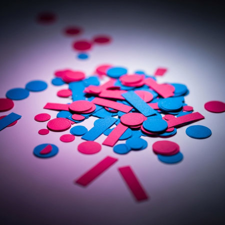 Colorful pills on a dark background. Shallow depth of field. Toned.の写真素材