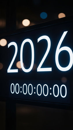 2026 sign in a shop window with bokeh backgroundの写真素材