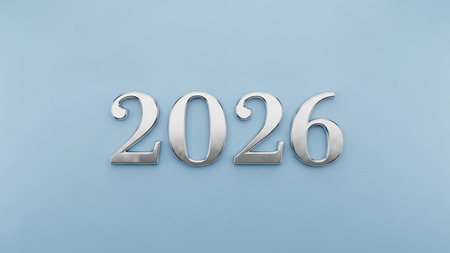 New Year 2016. Silver numbers on blue background. 3D renderingの写真素材