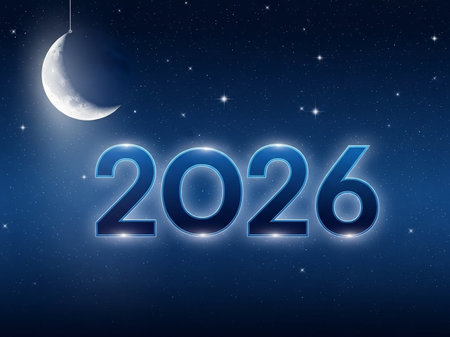 New year background with moon and stars. Vector Illustration.の写真素材