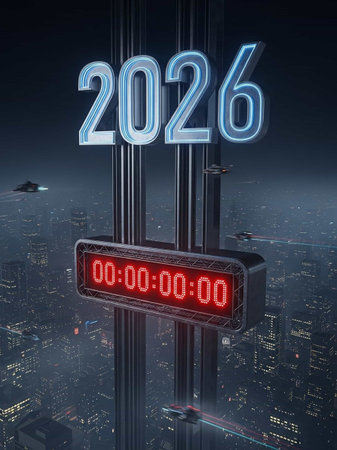 Digital composite of New year 2016 text over cityscape and road signの写真素材