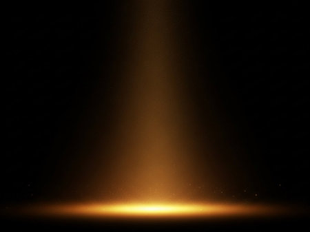 Spotlight on black background. Abstract light rays on dark background.の写真素材