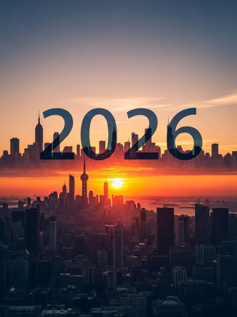 New Year and Happy New Year in the city of Shanghai, Chinaの写真素材