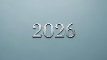 Happy New Year - 3D Rendered Image - Blue Backgroundの写真素材