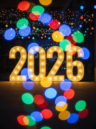 New Year and Christmas bokeh background. Happy New Year.の写真素材