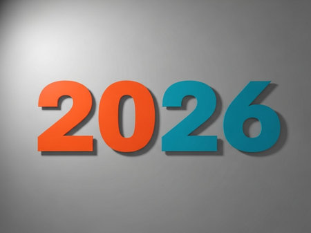 New Year on a gray background. 3D illustration. Copyspace.の写真素材