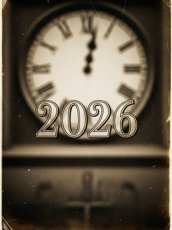 Vintage clock on the wall. Toned.の写真素材