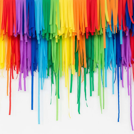 Colorful ribbons isolated on white background. Rainbow ribbons.の写真素材