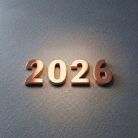 Golden numbers on a gray background. 3D illustrationの写真素材