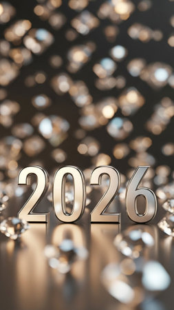 New Year 2016 concept. 3D illustration. Silver number 2016 on bokeh background.の写真素材