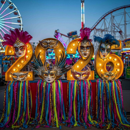 Carnival in Milan. Thousands of people visited the fair in Milan.の写真素材