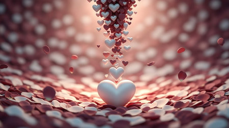 3d rendering of valentine's day love concept with heartsの写真素材