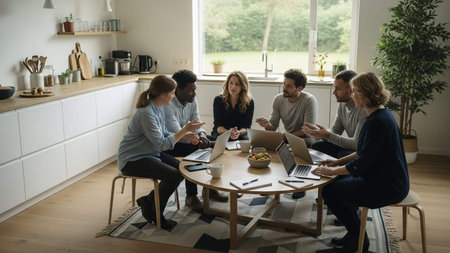 Group of young business people having a meeting in the modern office.の写真素材