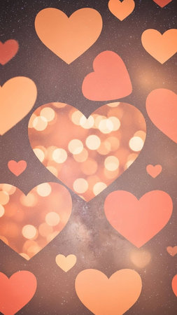Heart bokeh background. Valentines day background. Love background.の写真素材