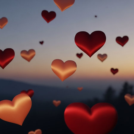 Valentine's day background with hearts. 3d rendering.の写真素材