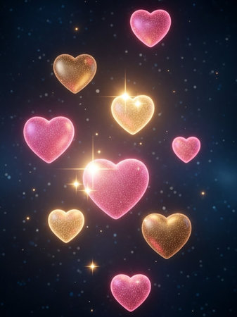 Valentine's day background with hearts and stars. Vector illustration.の写真素材