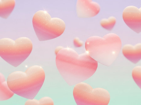valentine's day background with hearts on pink and blue backgroundの写真素材