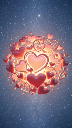 3d rendering of valentine's day background with red hearts