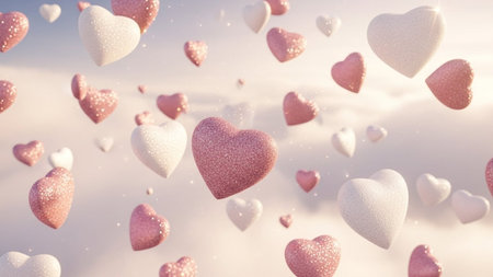 Valentine's day background with hearts. 3D illustration.