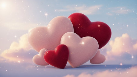 Valentine's day background with hearts. 3D rendering.