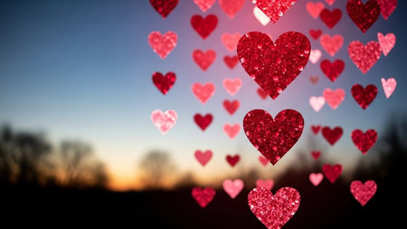 Valentine's day background. Heart bokeh background.の写真素材