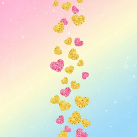 Valentine's day background with gold glitter hearts. Vector illustration.