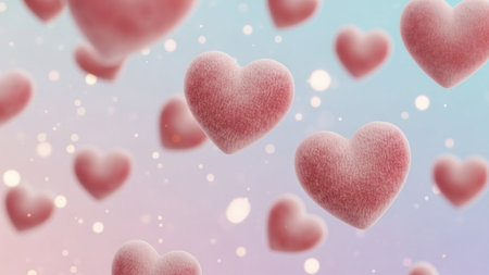 Valentine's day background with hearts. 3D illustration.の写真素材