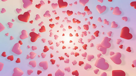 3d rendering of valentine's day abstract background with hearts