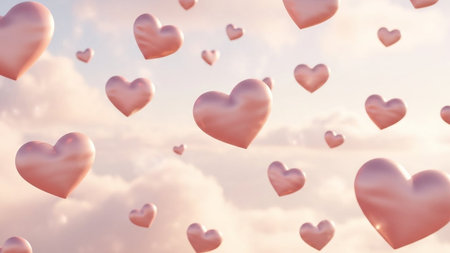 valentine's day background with heart shape balloons in the sky