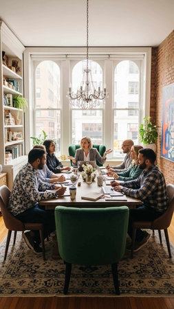 Group of multiethnic business people having a meeting in an office
