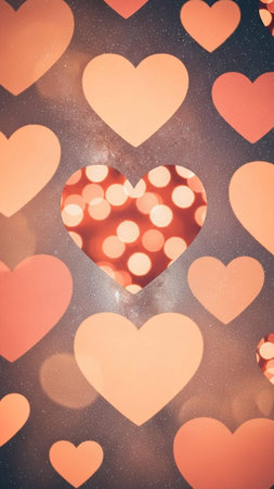 Heart shape bokeh background. Valentines day background. Love concept.