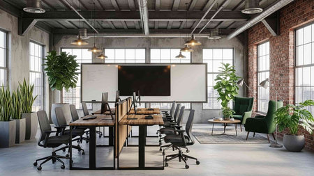 Modern meeting room interior design. 3D rendering mock up.の写真素材