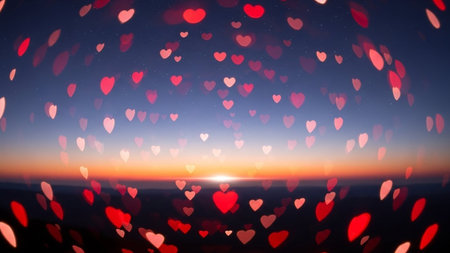 Heart bokeh background, Valentine's day background, Love conceptの写真素材
